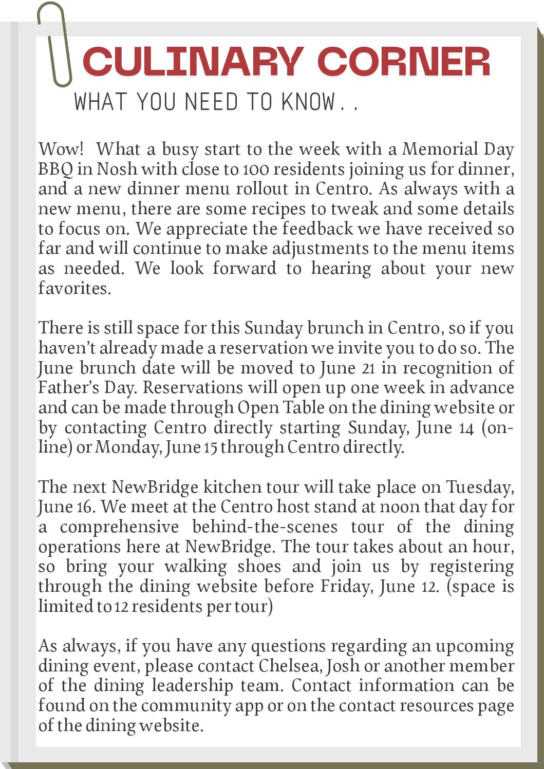 Culinary cover page